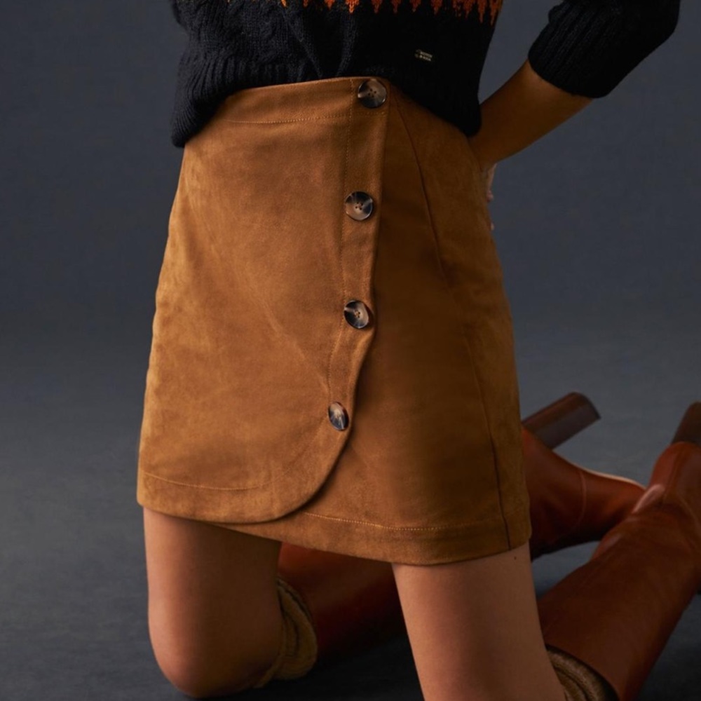 Anthropologie Maeve Faux Suede Mini Wrap Skirt size 6 SOLD OUT